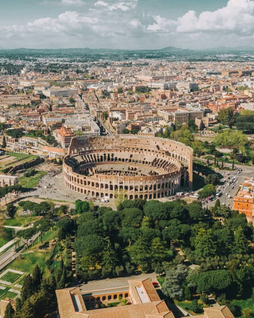 Aerial view of the Coliseum in Rome